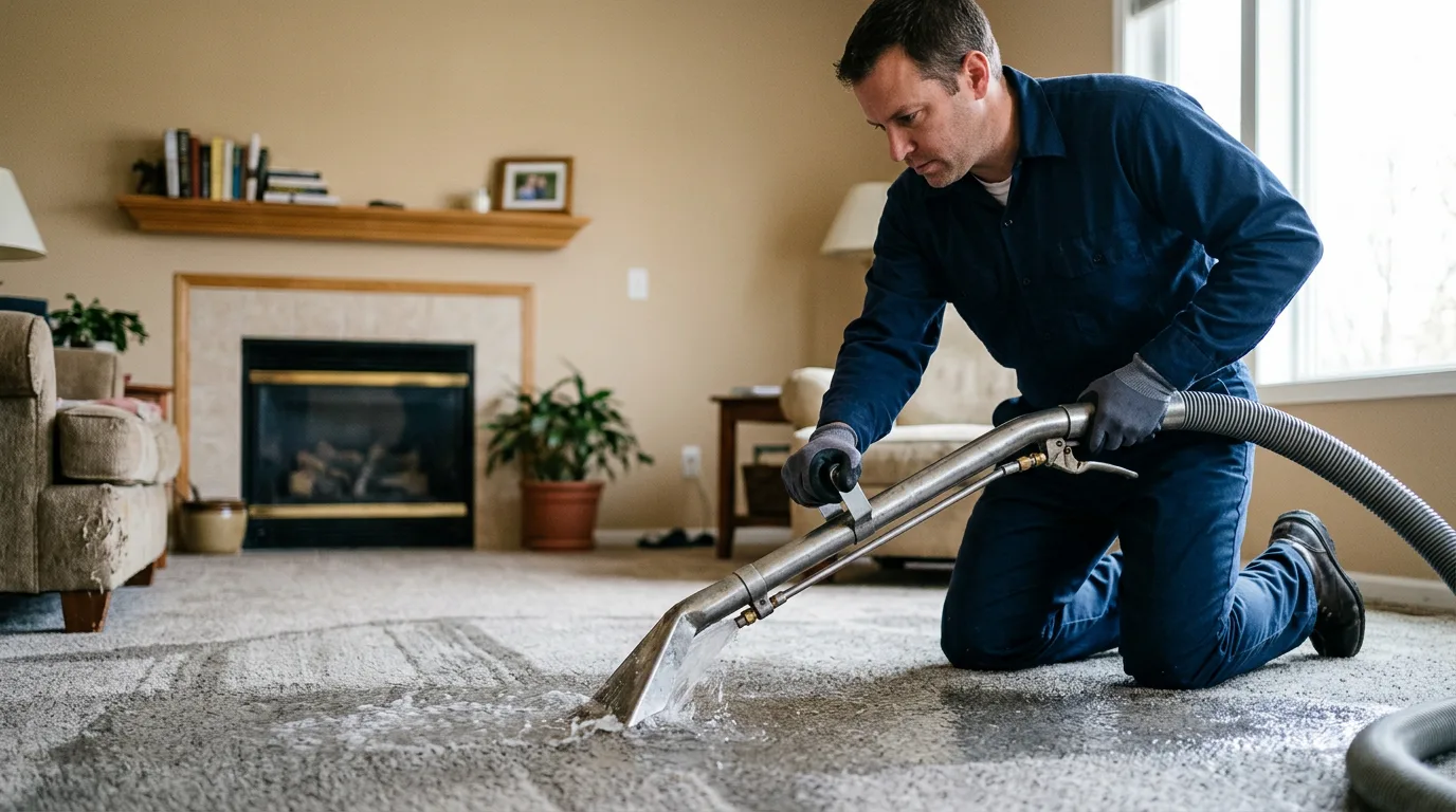 Water damage restoration technician working near Steuben, WI